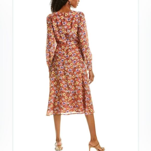 YUMI KIM Love Me Tender Midi Dress Rust Floral Long Sleeves Small Petite SP - Picture 3 of 10